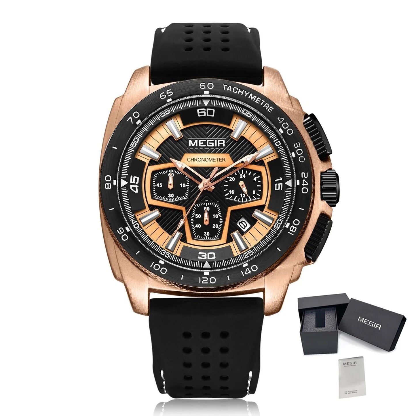 MEGIR Chronograph Men Sport Watch Fashion Silicone Army Military Watches Relogio Masculino Quartz Wrist Watch Clock Men 2056 - ElandielStyle