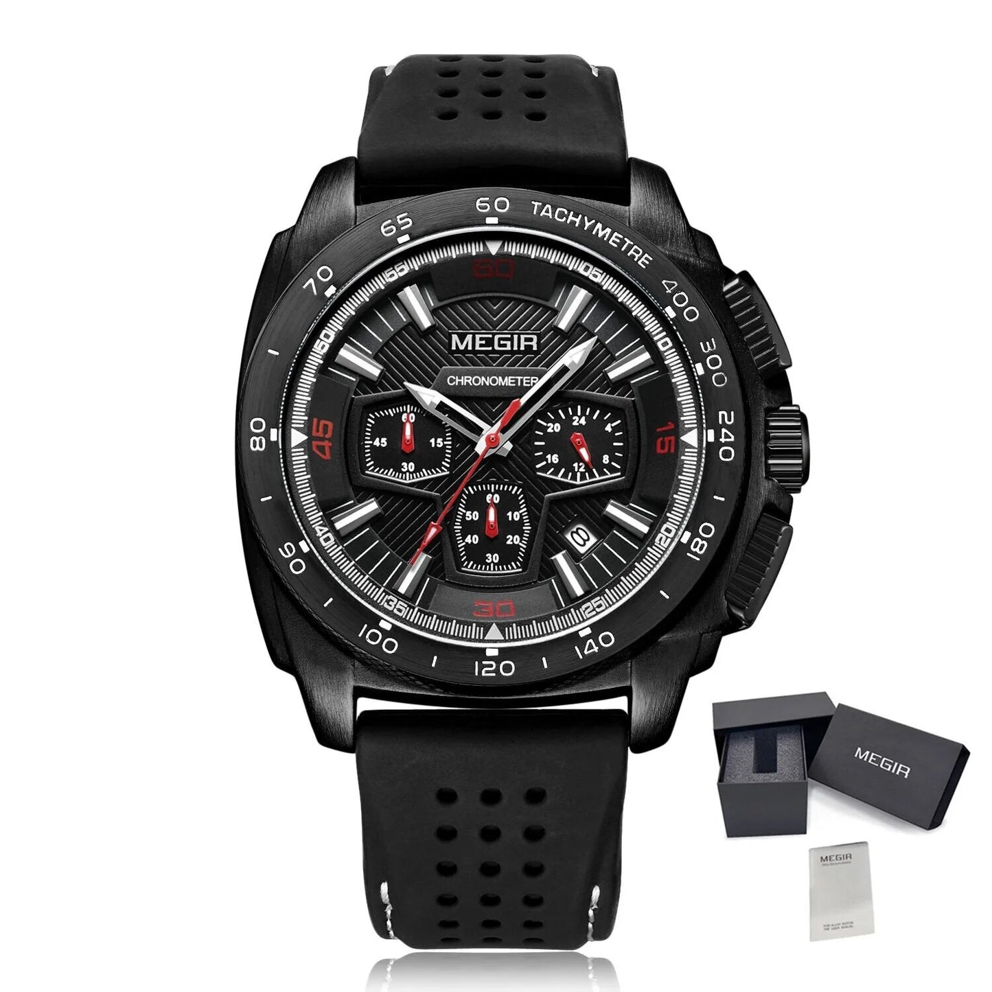 MEGIR Chronograph Men Sport Watch Fashion Silicone Army Military Watches Relogio Masculino Quartz Wrist Watch Clock Men 2056 - ElandielStyle