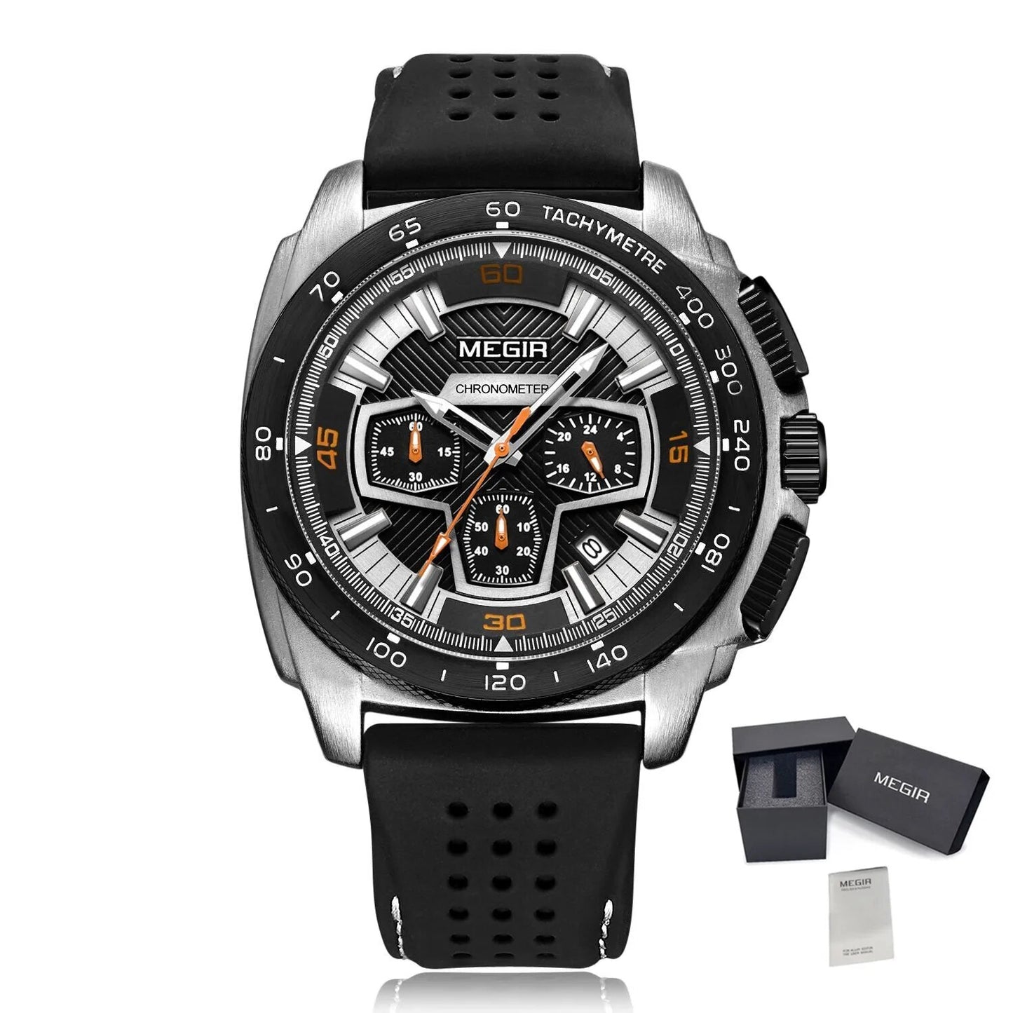MEGIR Chronograph Men Sport Watch Fashion Silicone Army Military Watches Relogio Masculino Quartz Wrist Watch Clock Men 2056 - ElandielStyle