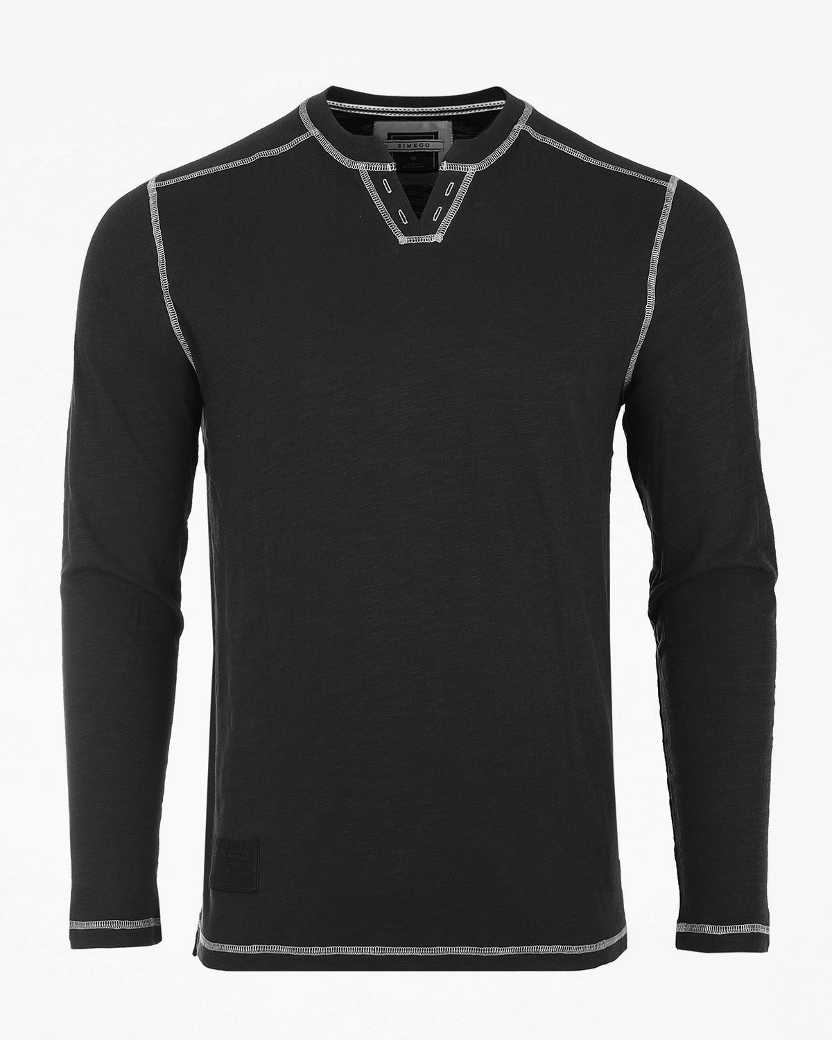 ZIMEGO Men's Vintage Long Sleeve Notch V - Neck Henley Casual Shirt - ElandielStyle
