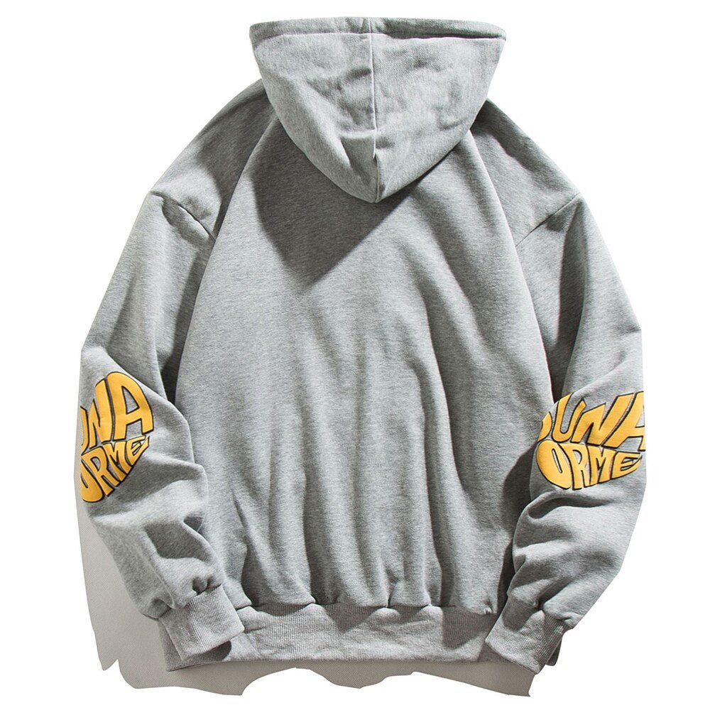 Animal Letter Embroidery Zipper Hooded Hoodie Men Casual College Style Oversized Coats Autumn Fashion Streetwear Couple - ElandielStyle