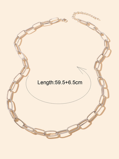 Punk Rock Style Crude Silver Link Chain Minimalist Necklace Men Party Decoration - ElandielStyle