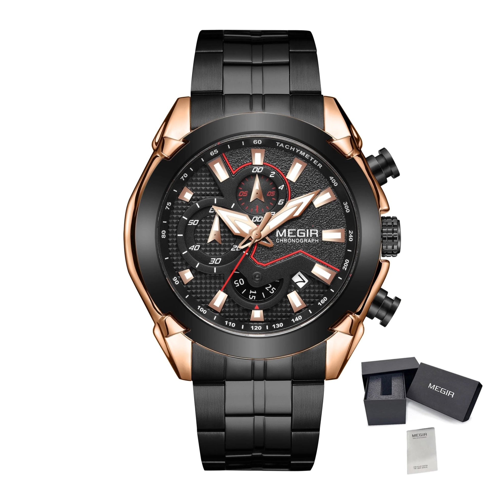 MEGIR Fashion Men Watches Luxury Business Watch for Men Stainless Steel Quartz Wrist Watch Calendar Date Clock Reloj Hombre 2065 - ElandielStyle