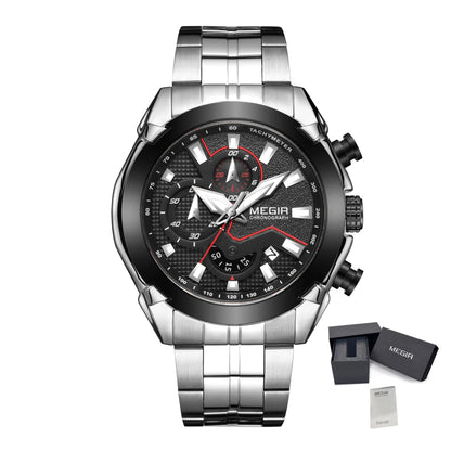MEGIR Fashion Men Watches Luxury Business Watch for Men Stainless Steel Quartz Wrist Watch Calendar Date Clock Reloj Hombre 2065 - ElandielStyle