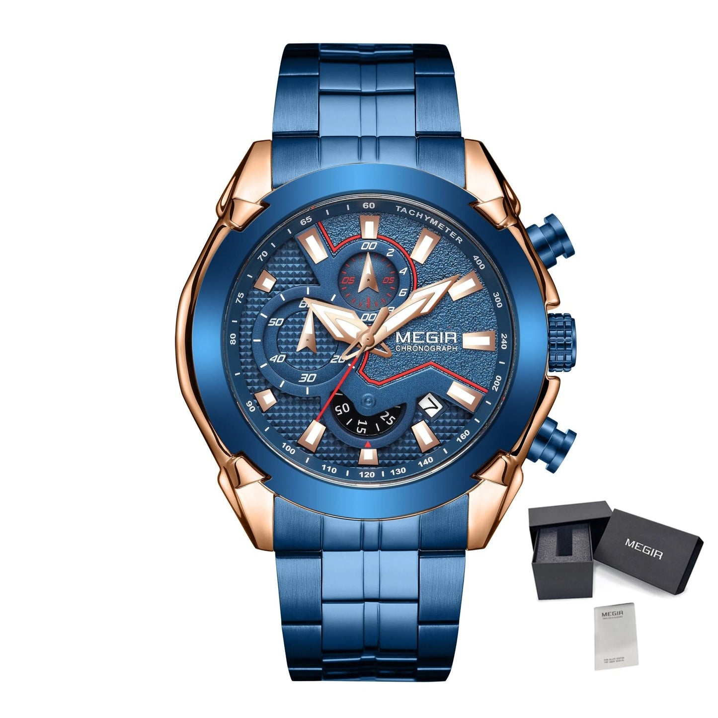 MEGIR Fashion Men Watches Luxury Business Watch for Men Stainless Steel Quartz Wrist Watch Calendar Date Clock Reloj Hombre 2065 - ElandielStyle