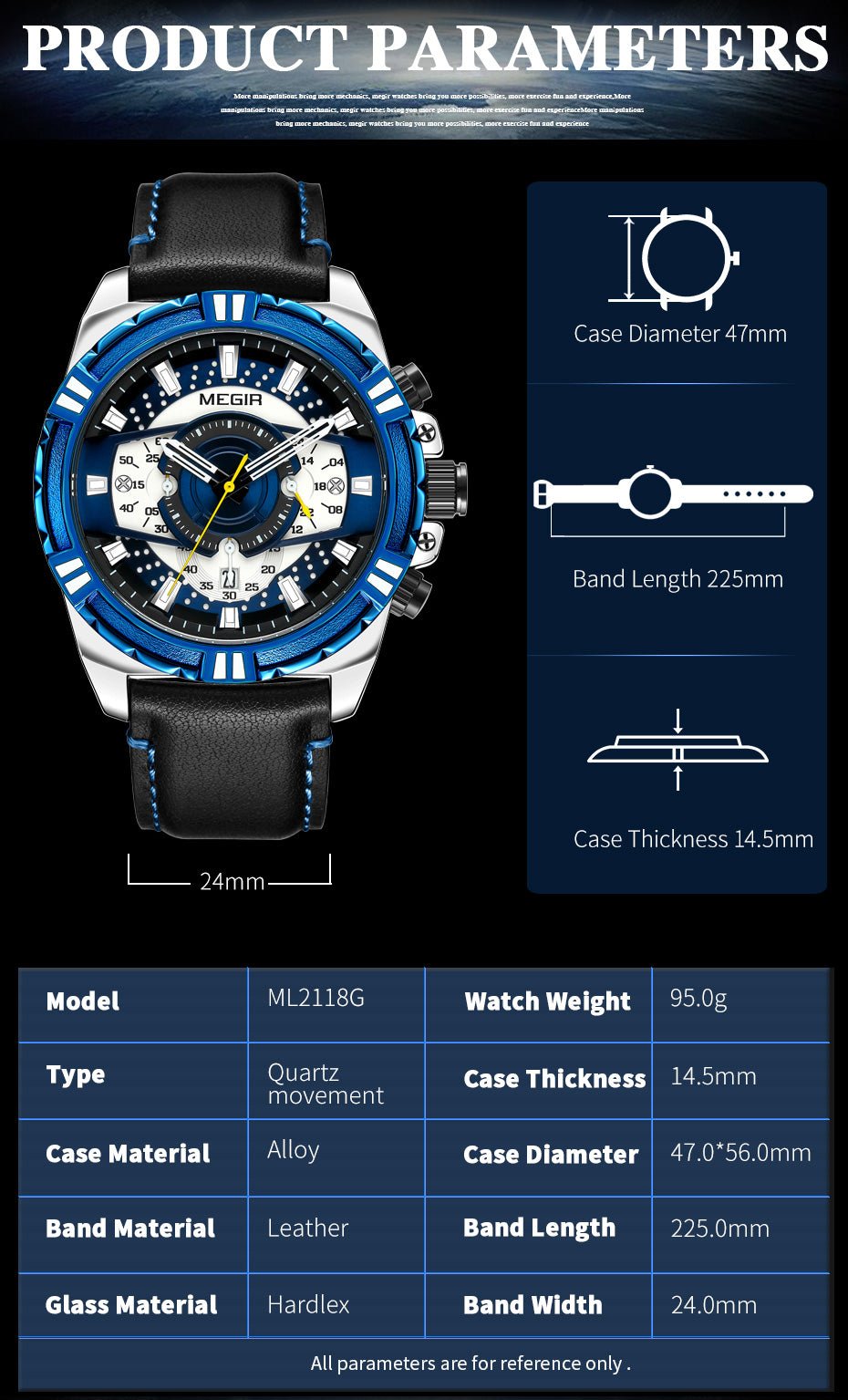 MEGIR Luxury Casual Watches for Men Fashion Leather Sports Military Wristwatch Calendar Luminous Quartz Man Clock Montre Homme - ElandielStyle