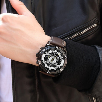 MEGIR Luxury Casual Watches for Men Fashion Leather Sports Military Wristwatch Calendar Luminous Quartz Man Clock Montre Homme - ElandielStyle
