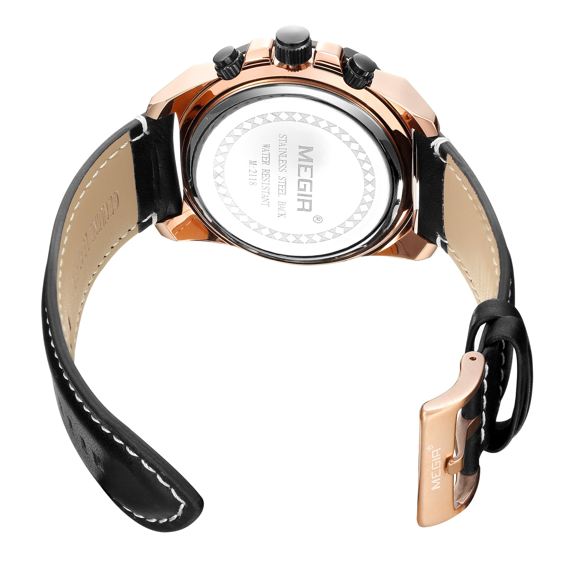 MEGIR Luxury Casual Watches for Men Fashion Leather Sports Military Wristwatch Calendar Luminous Quartz Man Clock Montre Homme - ElandielStyle