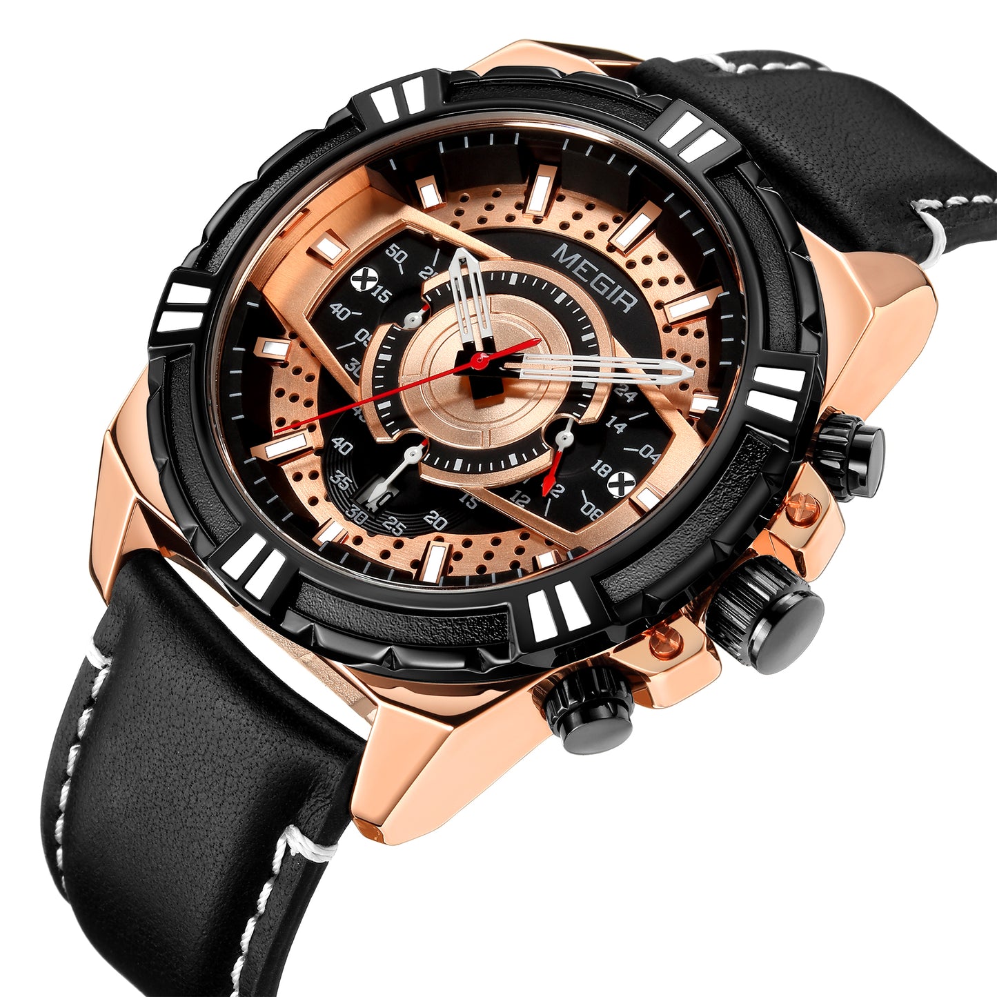 MEGIR Luxury Casual Watches for Men Fashion Leather Sports Military Wristwatch Calendar Luminous Quartz Man Clock Montre Homme - ElandielStyle