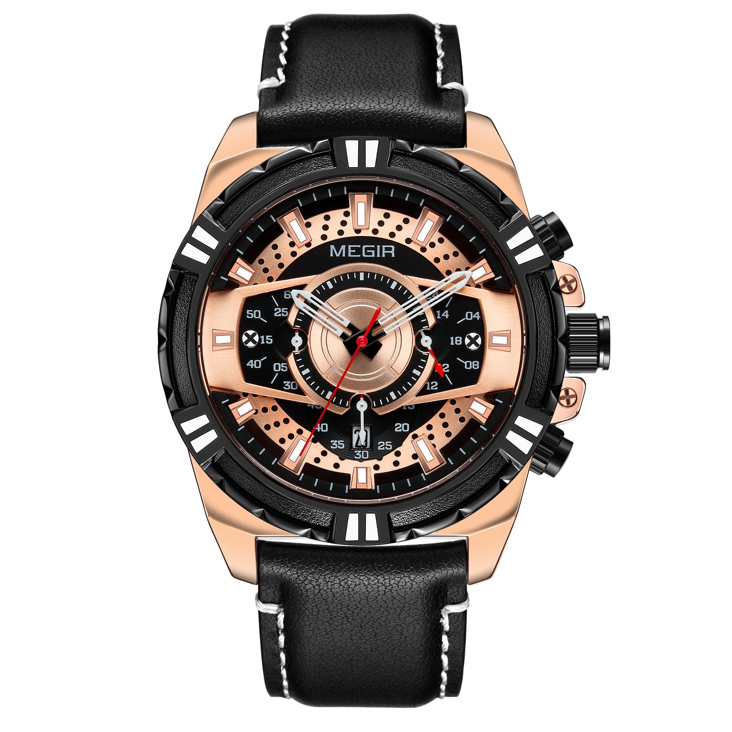 MEGIR Luxury Casual Watches for Men Fashion Leather Sports Military Wristwatch Calendar Luminous Quartz Man Clock Montre Homme - ElandielStyle