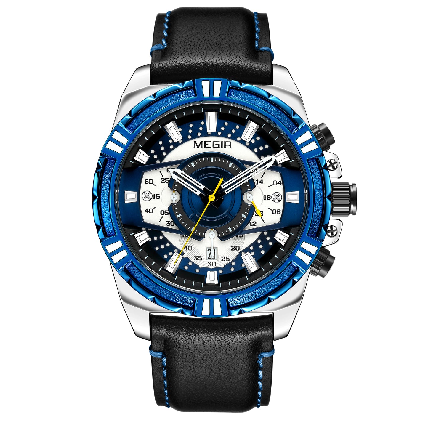 MEGIR Luxury Casual Watches for Men Fashion Leather Sports Military Wristwatch Calendar Luminous Quartz Man Clock Montre Homme - ElandielStyle