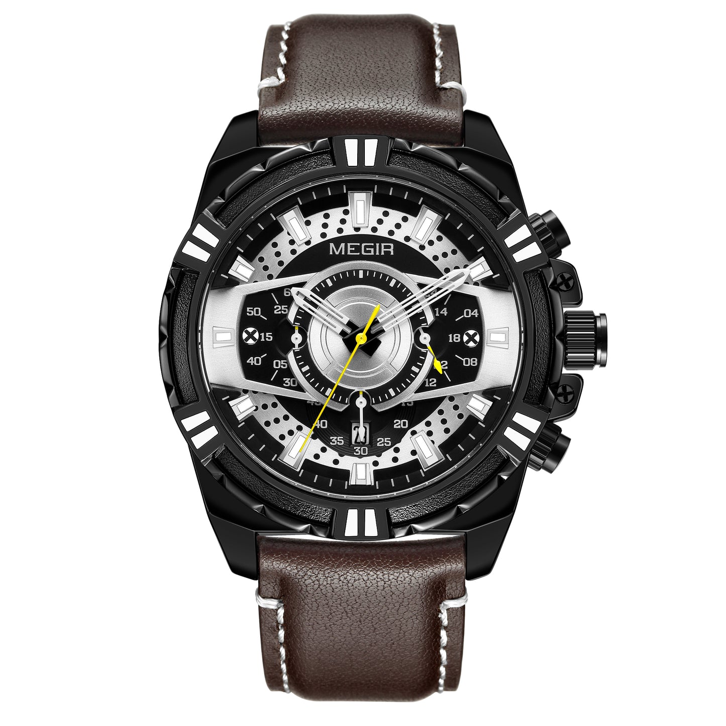 MEGIR Luxury Casual Watches for Men Fashion Leather Sports Military Wristwatch Calendar Luminous Quartz Man Clock Montre Homme - ElandielStyle