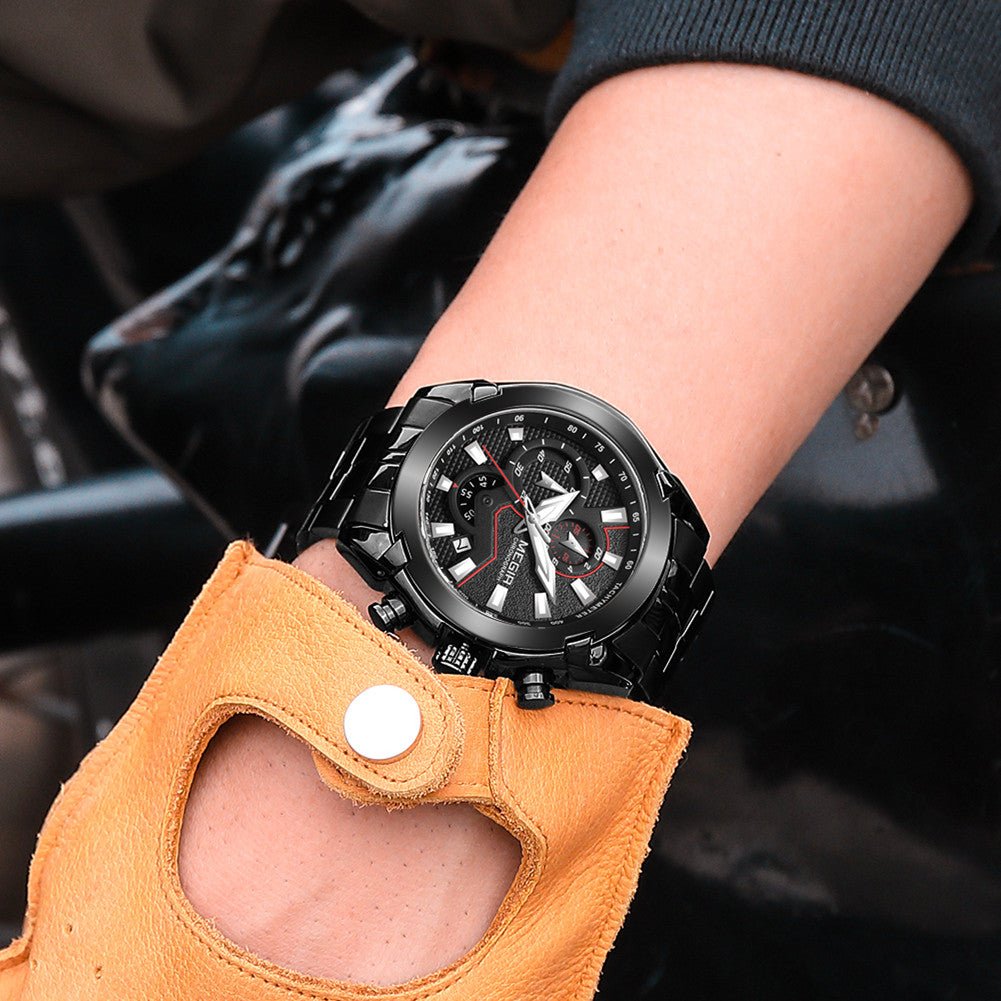 MEGIR Fashion Men Watches Luxury Business Watch for Men Stainless Steel Quartz Wrist Watch Calendar Date Clock Reloj Hombre 2065 - ElandielStyle