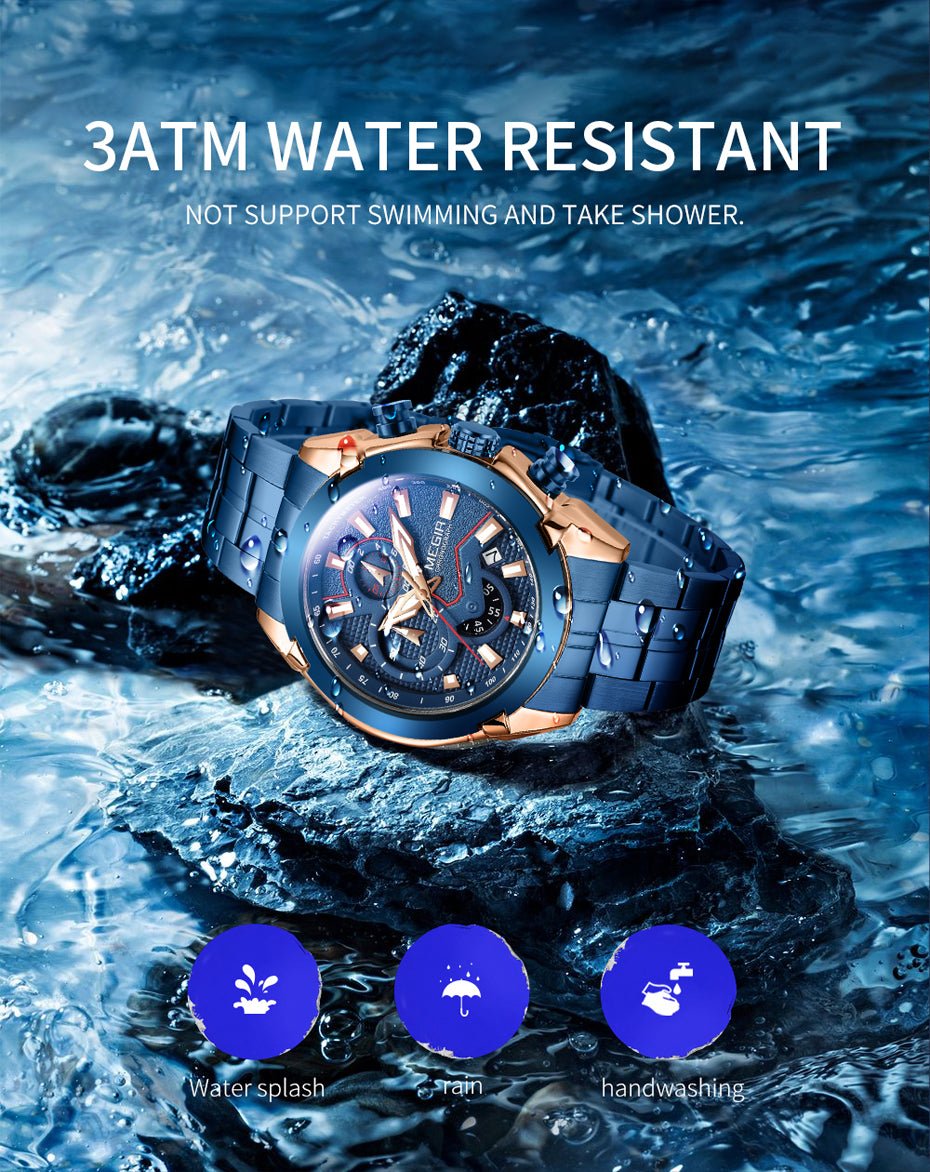 MEGIR Fashion Men Watches Luxury Business Watch for Men Stainless Steel Quartz Wrist Watch Calendar Date Clock Reloj Hombre 2065 - ElandielStyle