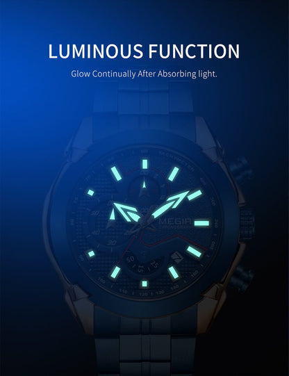 MEGIR Fashion Men Watches Luxury Business Watch for Men Stainless Steel Quartz Wrist Watch Calendar Date Clock Reloj Hombre 2065 - ElandielStyle