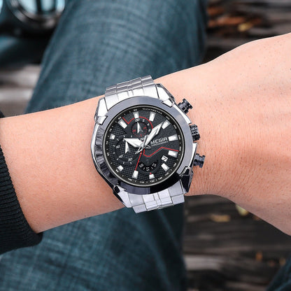MEGIR Fashion Men Watches Luxury Business Watch for Men Stainless Steel Quartz Wrist Watch Calendar Date Clock Reloj Hombre 2065 - ElandielStyle