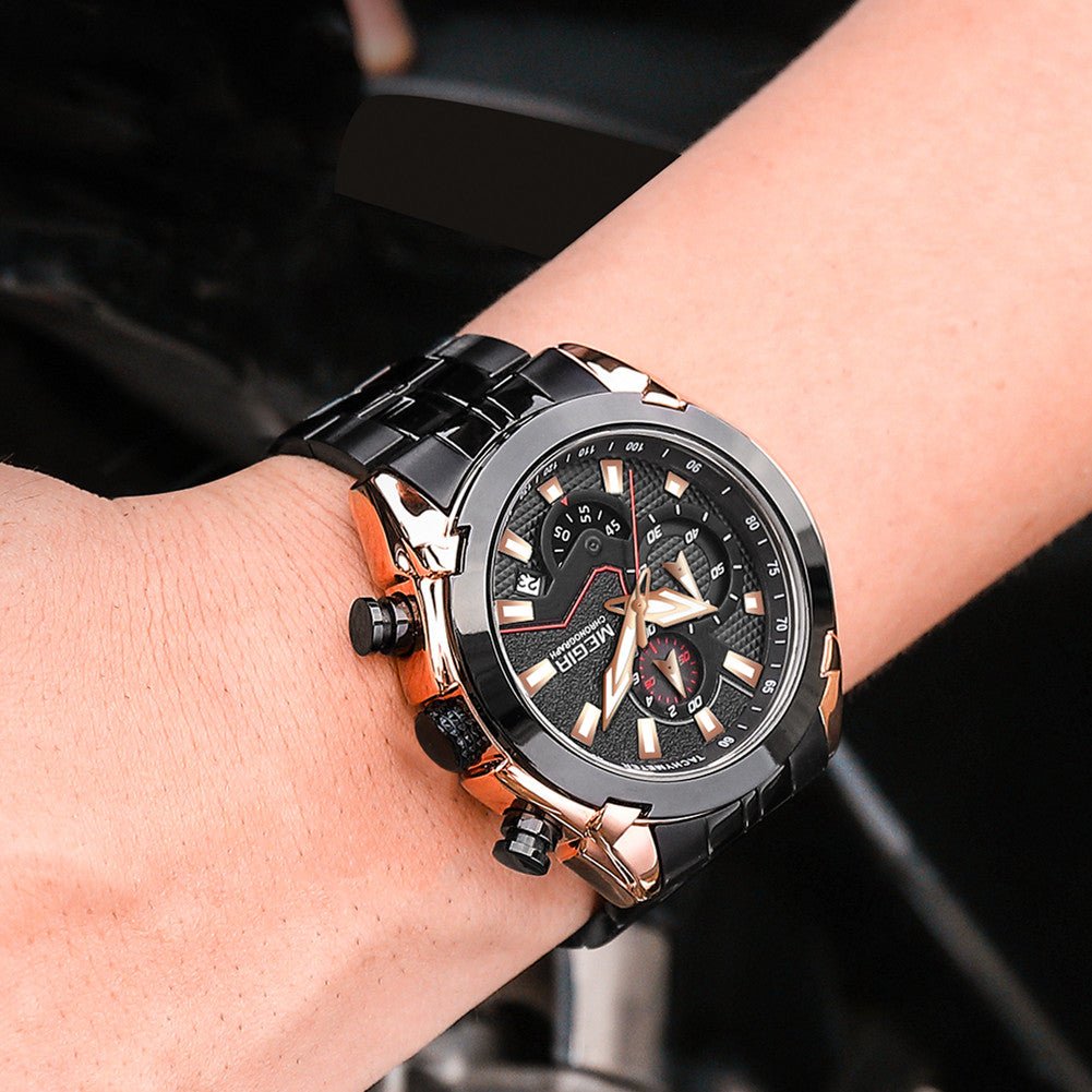 MEGIR Fashion Men Watches Luxury Business Watch for Men Stainless Steel Quartz Wrist Watch Calendar Date Clock Reloj Hombre 2065 - ElandielStyle