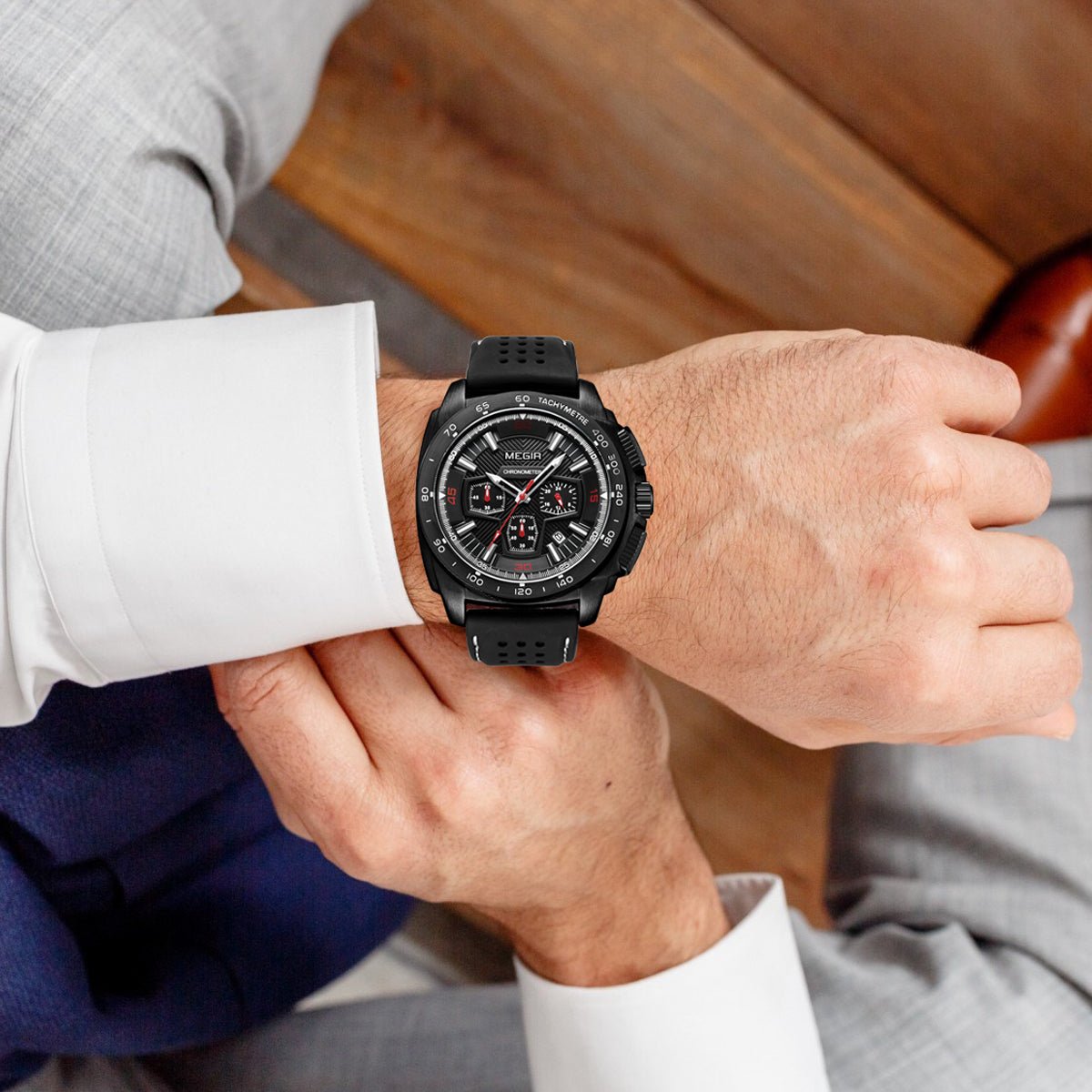 MEGIR Chronograph Men Sport Watch Fashion Silicone Army Military Watches Relogio Masculino Quartz Wrist Watch Clock Men 2056 - ElandielStyle