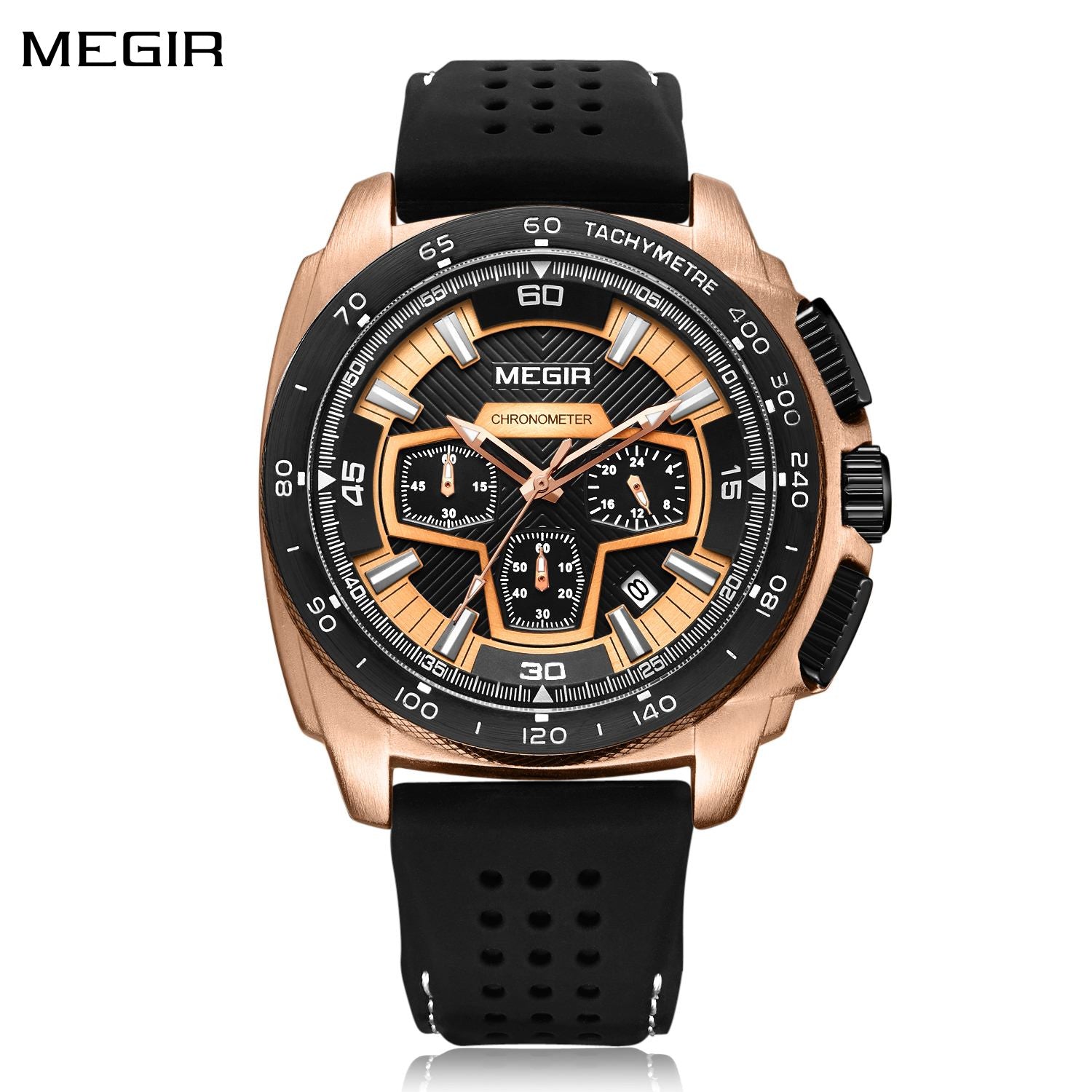 MEGIR Chronograph Men Sport Watch Fashion Silicone Army Military Watches Relogio Masculino Quartz Wrist Watch Clock Men 2056 - ElandielStyle