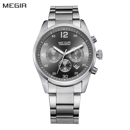 MEGIR Fashion Men Watches Luxury Stainless Steel Business Wristwatch Waterproof Date Quartz Man Clock Relogio Masculino - ElandielStyle