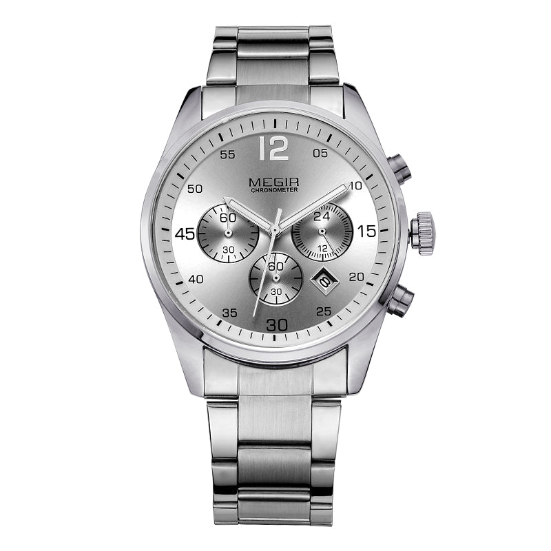 MEGIR Fashion Men Watches Luxury Stainless Steel Business Wristwatch Waterproof Date Quartz Man Clock Relogio Masculino - ElandielStyle