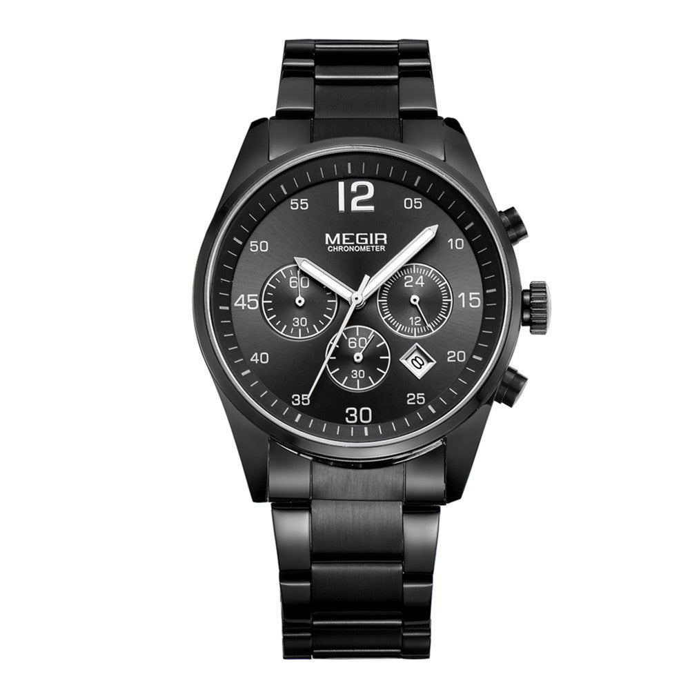 MEGIR Fashion Men Watches Luxury Stainless Steel Business Wristwatch Waterproof Date Quartz Man Clock Relogio Masculino - ElandielStyle