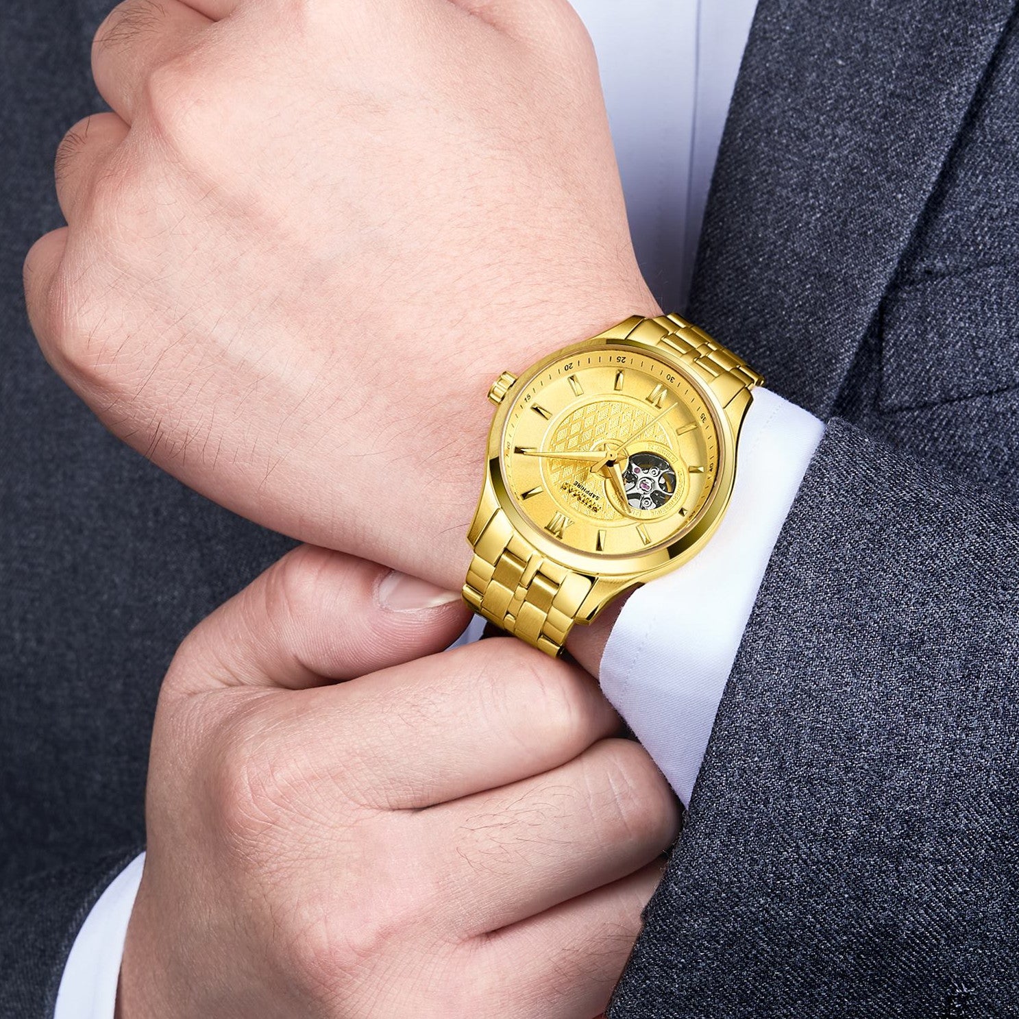 RUIMAS Business Men Watch Luxury Fashion Automatic Mechanical Watches for Men Waterproof Male Wristwatch Relogio Masculino 6754 - ElandielStyle