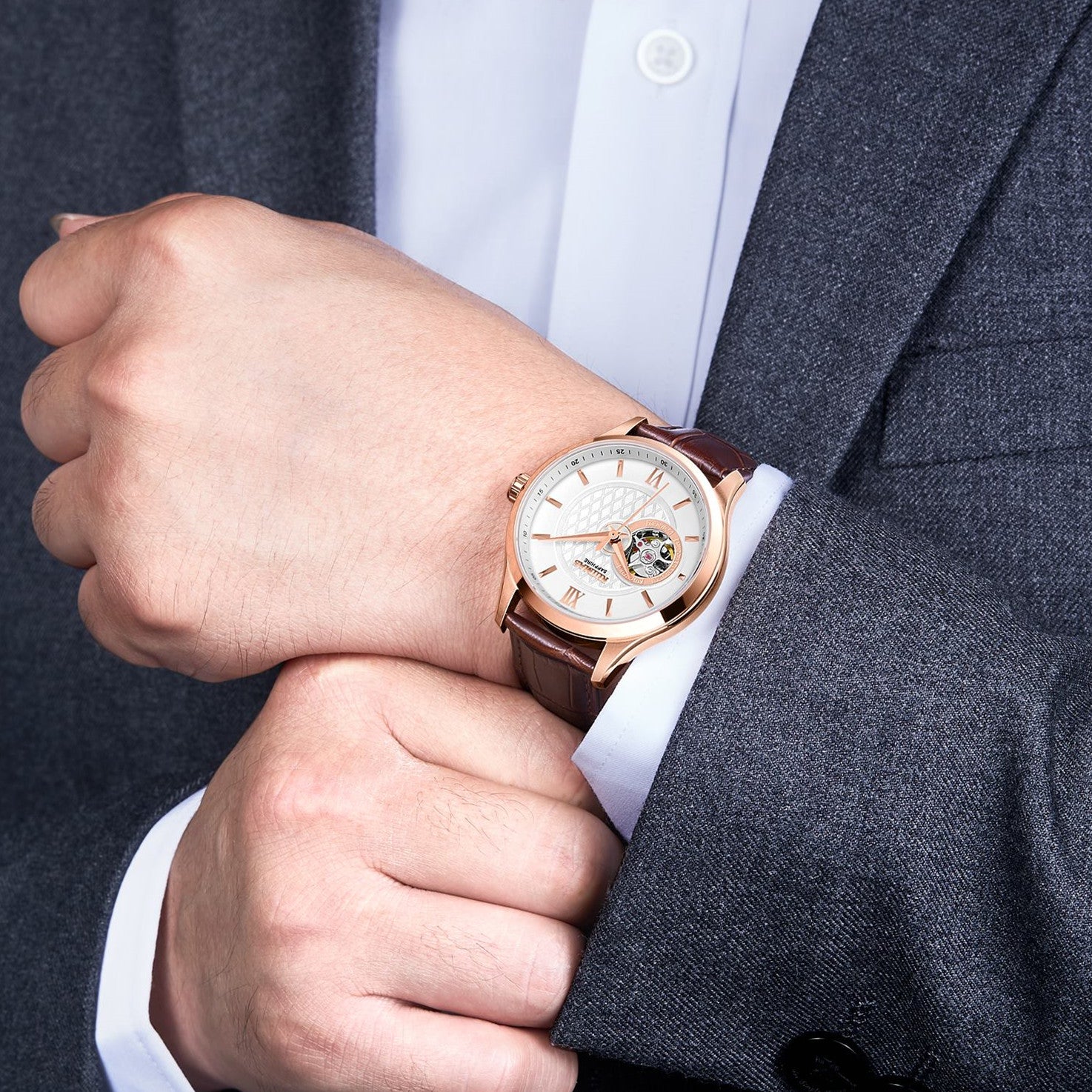 RUIMAS Business Men Watch Luxury Fashion Automatic Mechanical Watches for Men Waterproof Male Wristwatch Relogio Masculino 6754 - ElandielStyle