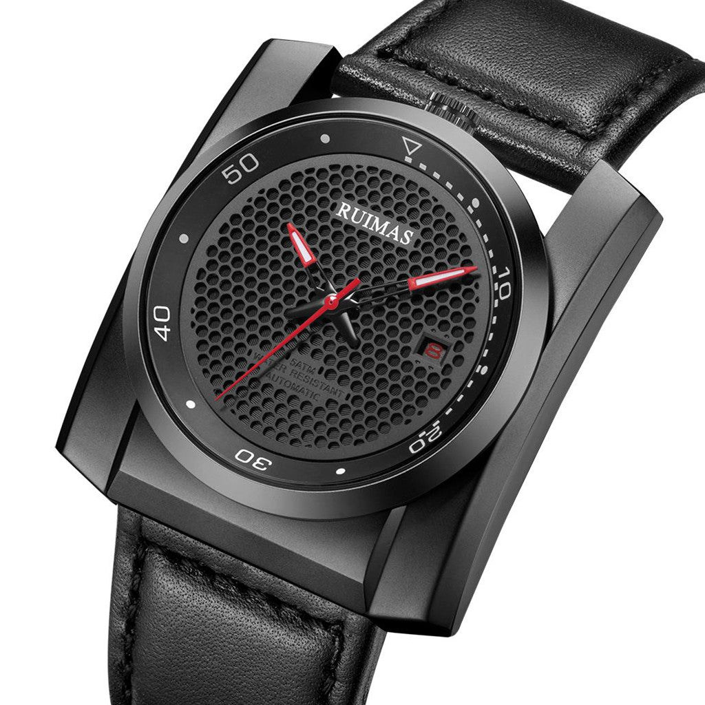 RUIMAS Luxury Men Watches Automatic Mechanical Wrist Watch for Mens Fashion Leather Business Casual Clock Montre Homme 6775 - ElandielStyle