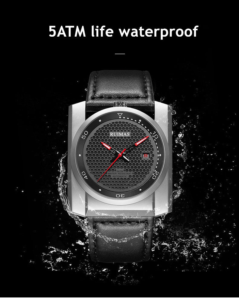RUIMAS Luxury Men Watches Automatic Mechanical Wrist Watch for Mens Fashion Leather Business Casual Clock Montre Homme 6775 - ElandielStyle