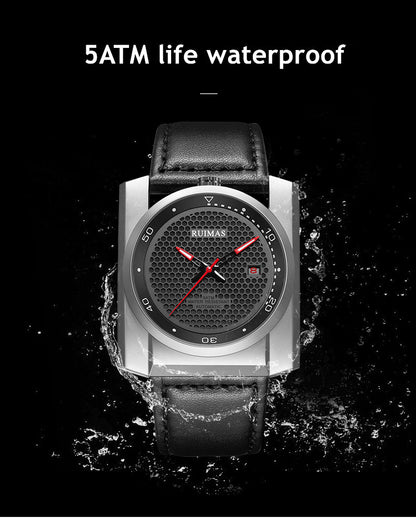 RUIMAS Luxury Men Watches Automatic Mechanical Wrist Watch for Mens Fashion Leather Business Casual Clock Montre Homme 6775 - ElandielStyle