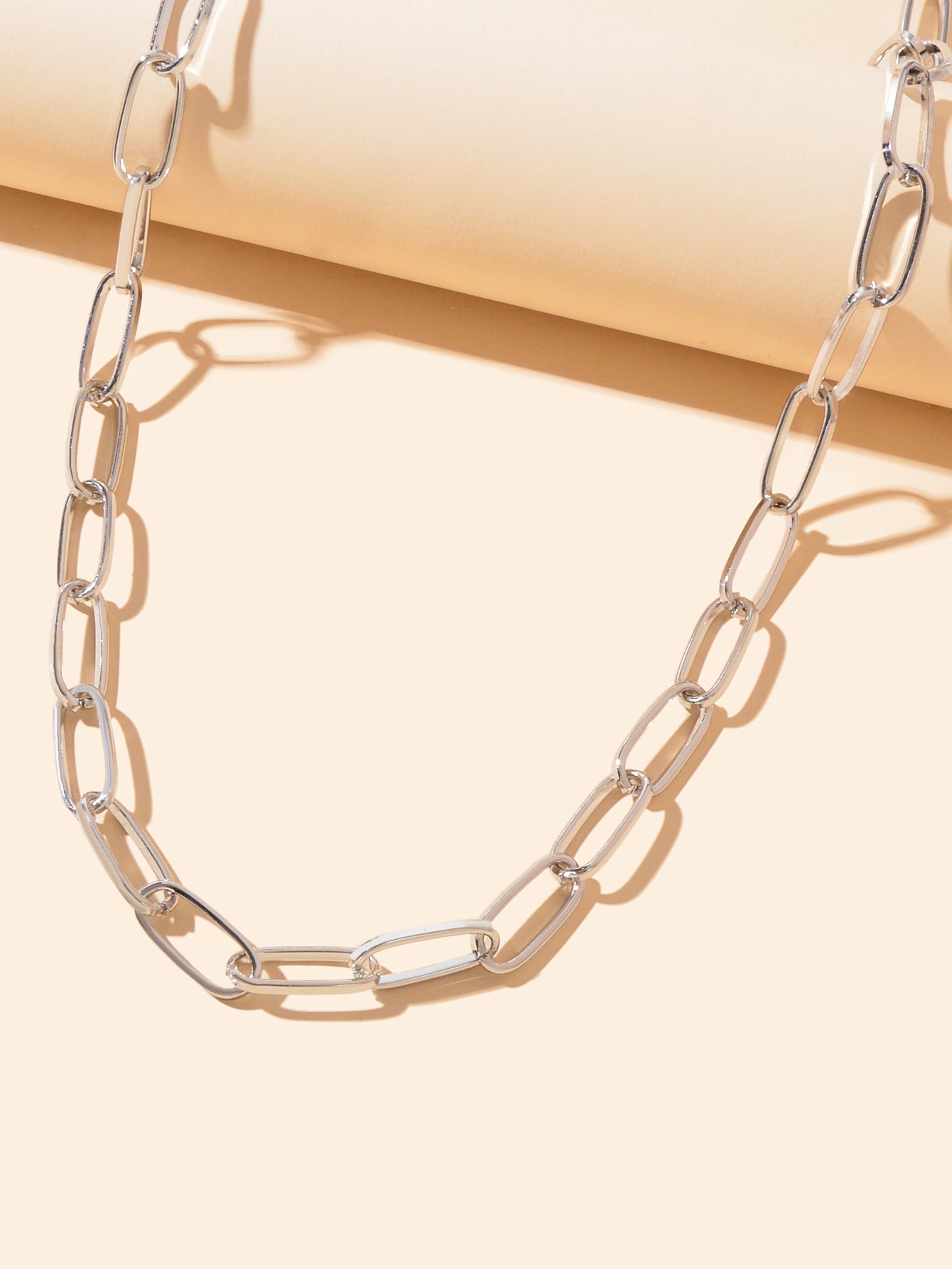 Punk Rock Style Crude Silver Link Chain Minimalist Necklace Men Party Decoration - ElandielStyle
