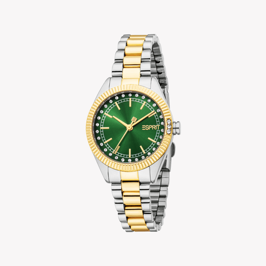 ESPRIT Women's Silver/Gold, Green Watch | ES1L515M0065 - ElandielStyle