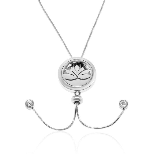 Lotus Pendant Necklace with adjustable snake chain FEP029SR - ElandielStyle