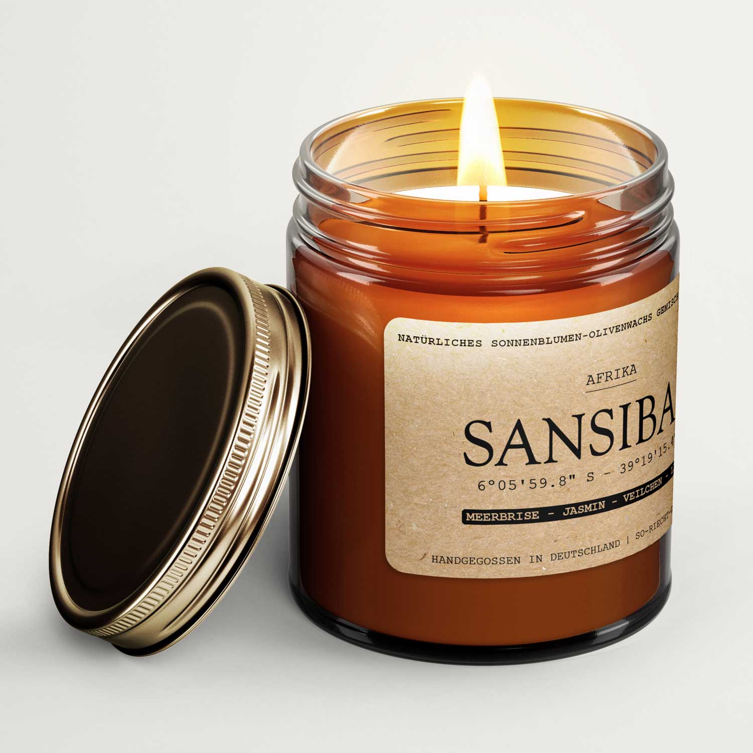 Sansibar Kerze - Meerbrise | Jasmin | Veilchen | Lilien - ElandielStyle