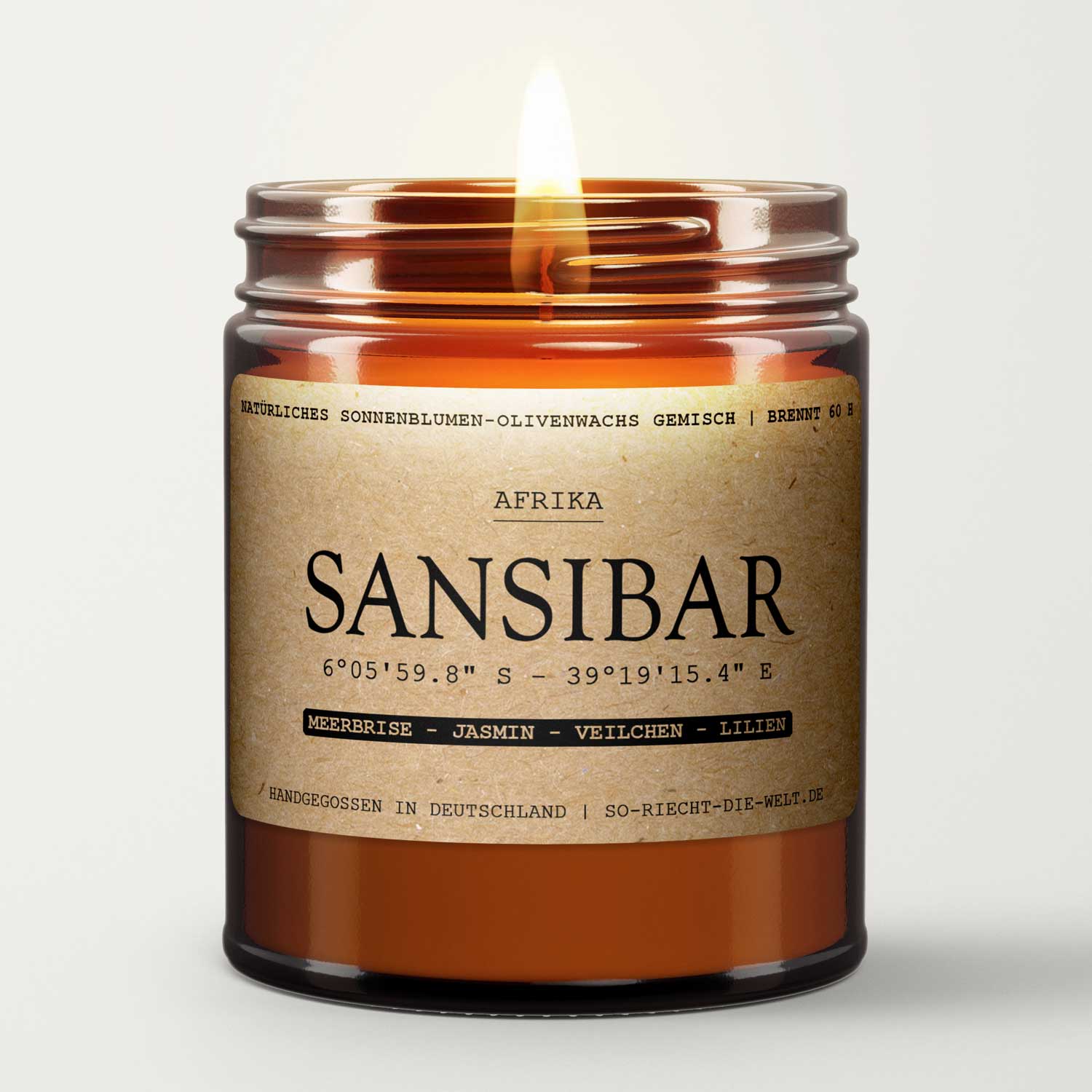 Sansibar Kerze - Meerbrise | Jasmin | Veilchen | Lilien - ElandielStyle