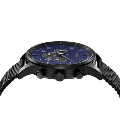 TRNDA Men's Black Stainless Steel Watch, Dark Blue Dial | TR43MBL - ElandielStyle
