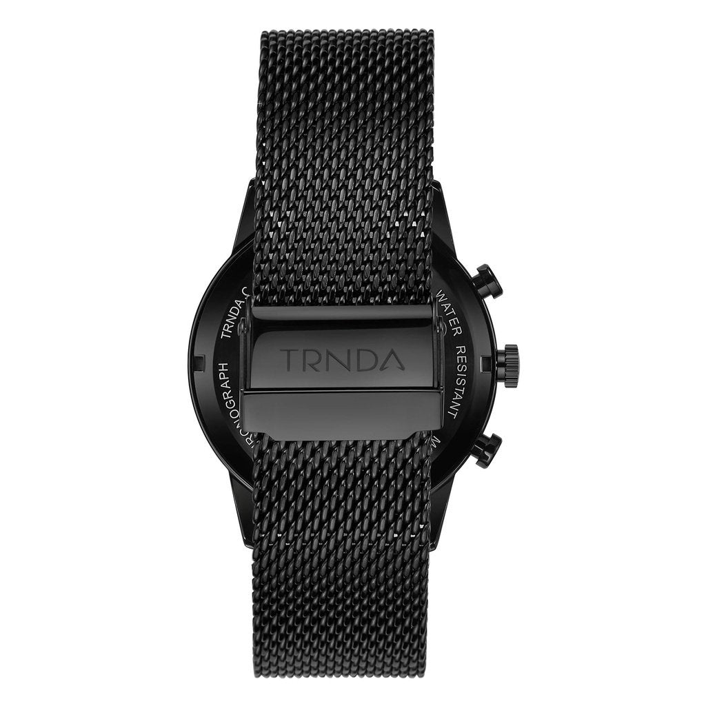 TRNDA Men's Black Stainless Steel Watch, Dark Blue Dial | TR43MBL - ElandielStyle