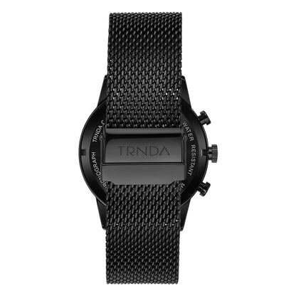 TRNDA Men's Black Stainless Steel Watch, Dark Blue Dial | TR43MBL - ElandielStyle