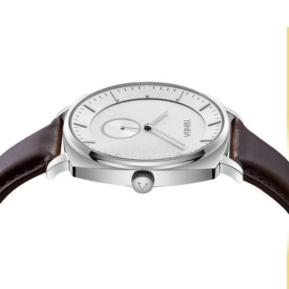 TRNDA Men's Stainless Steel Square Watch, Brown Leather | TRN45S - ElandielStyle