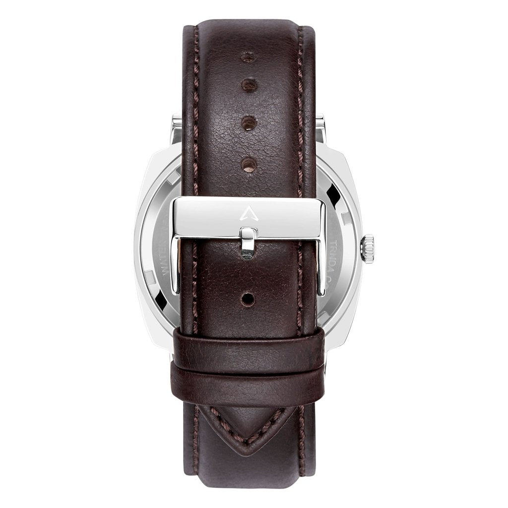 TRNDA Men's Stainless Steel Square Watch, Brown Leather | TRN45S - ElandielStyle