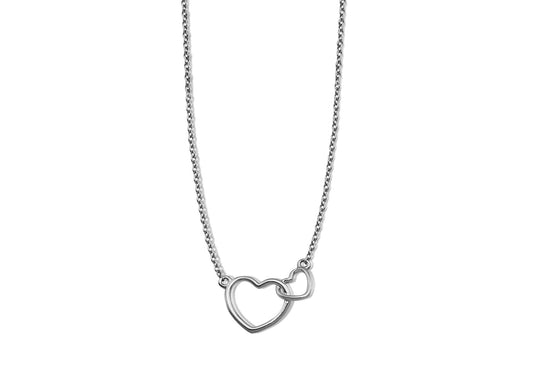 Ketting Twee Hartjes Zilver XN005S - ElandielStyle