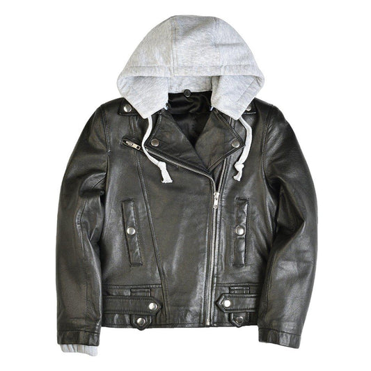 Youth Bryer Boys Hooded Leather Jacket - ElandielStyle