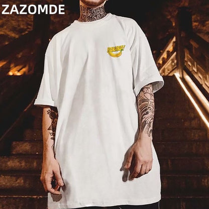 Hip Hop mens cotton T-shirt fashion loose men BF student banana print short - sleeved tees cool man wear Round neck tshirt - ElandielStyle
