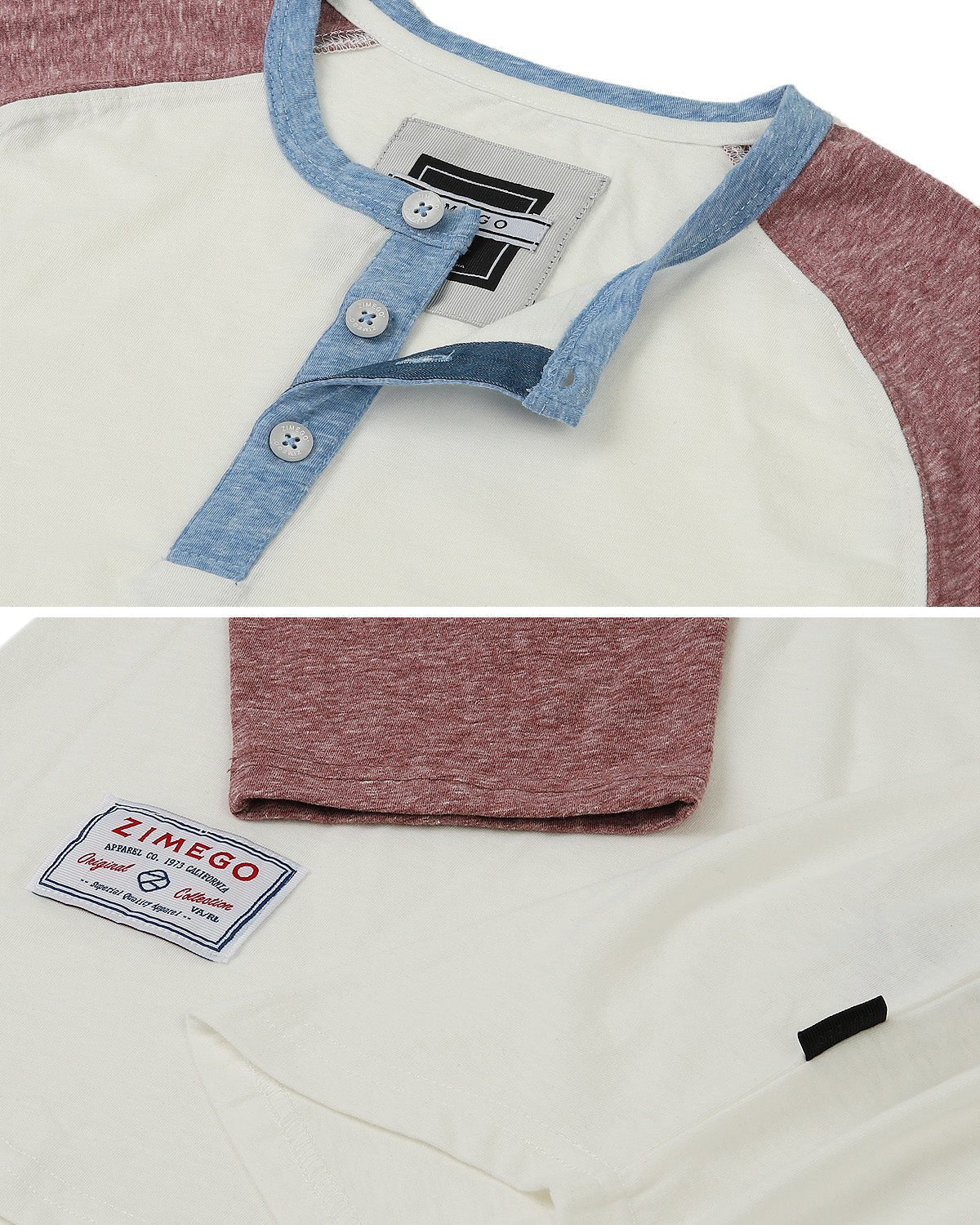 ZIMEGO Men's 3/4 Sleeve Baseball Retro Raglan Henley Shirts - ElandielStyle