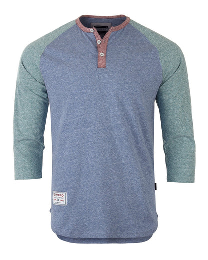 ZIMEGO Men's 3/4 Sleeve Baseball Retro Raglan Henley Shirts - ElandielStyle