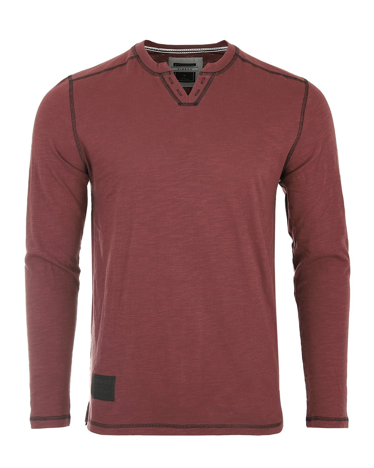 ZIMEGO Men's Vintage Long Sleeve Notch V - Neck Henley Casual Shirt - ElandielStyle