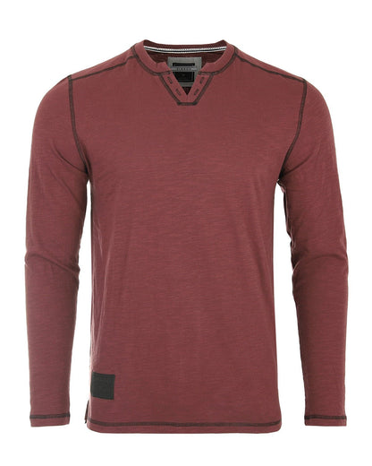 ZIMEGO Men's Vintage Long Sleeve Notch V - Neck Henley Casual Shirt - ElandielStyle