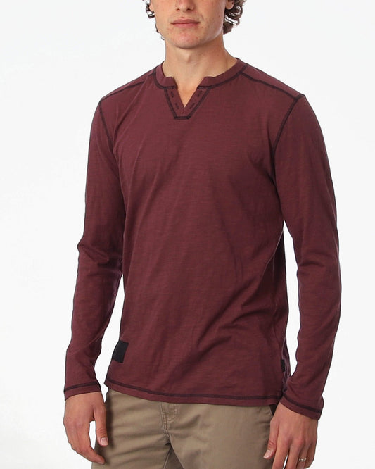 ZIMEGO Men's Vintage Long Sleeve Notch V - Neck Henley Casual Shirt - ElandielStyle