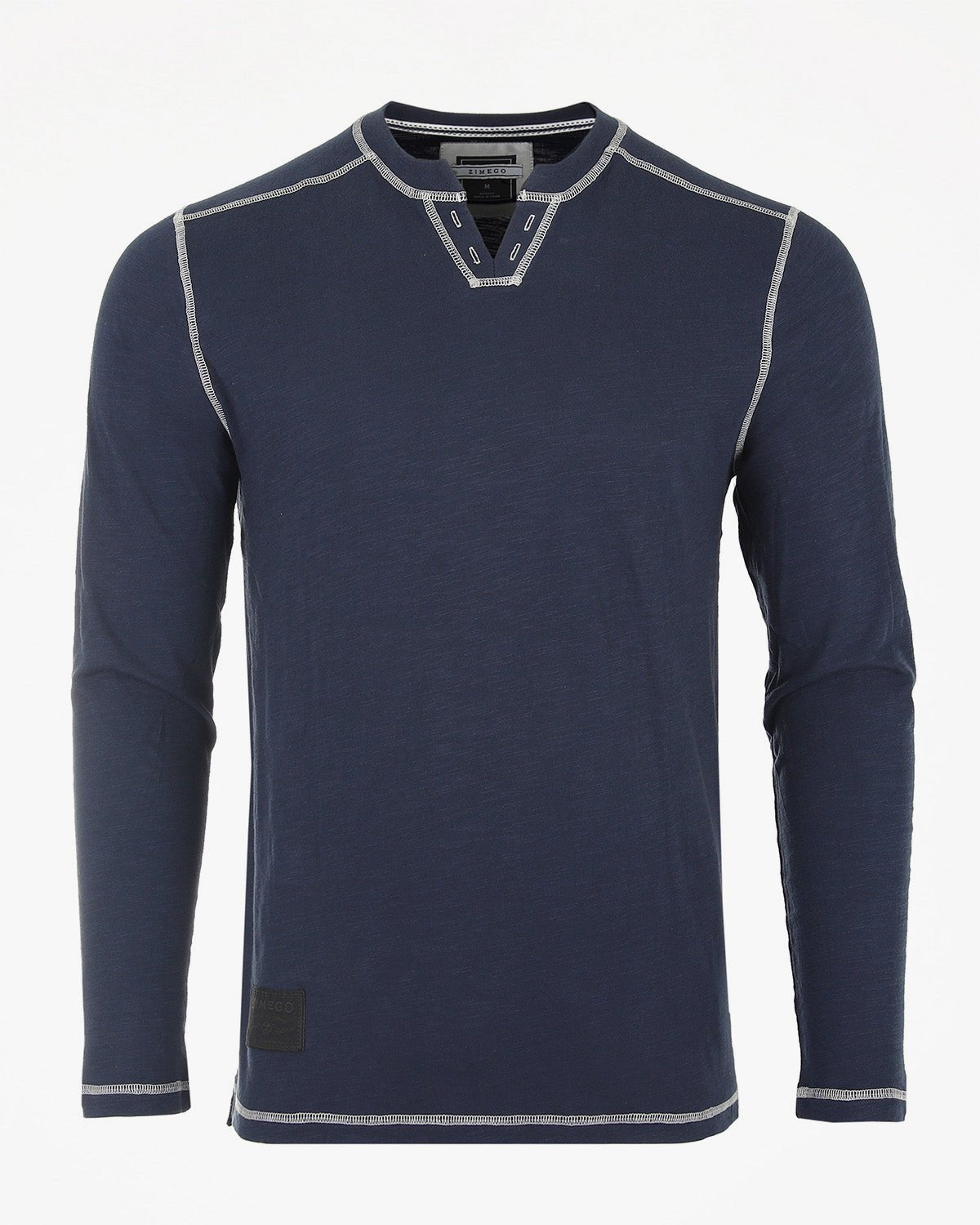 ZIMEGO Men's Vintage Long Sleeve Notch V - Neck Henley Casual Shirt - ElandielStyle